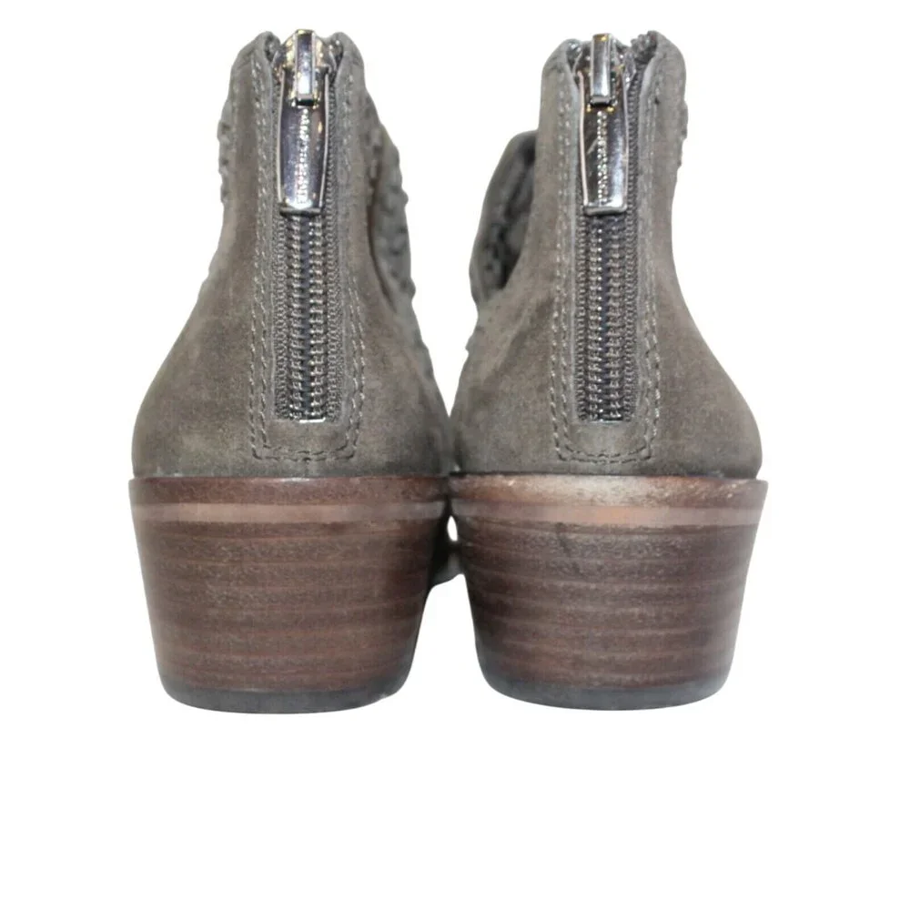 Vince Camuto Womens Sz 7M Prasata Boho Dark Gray Ankle Booties Perforated Suede - Picture 8 of 11